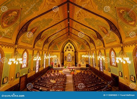 Santa Cruz, California - March 24, 2018: Interiors of Holy Cross Catholic Church. Editorial ...