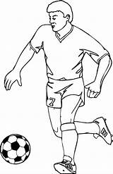 Running Football Player Playing Soccer Coloring Page  sketch template