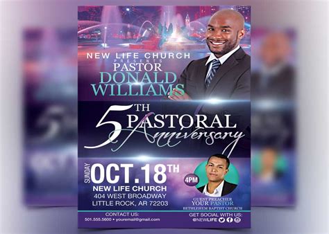 Pastor Anniversary Flyer Free Template - PRINTABLE TEMPLATES