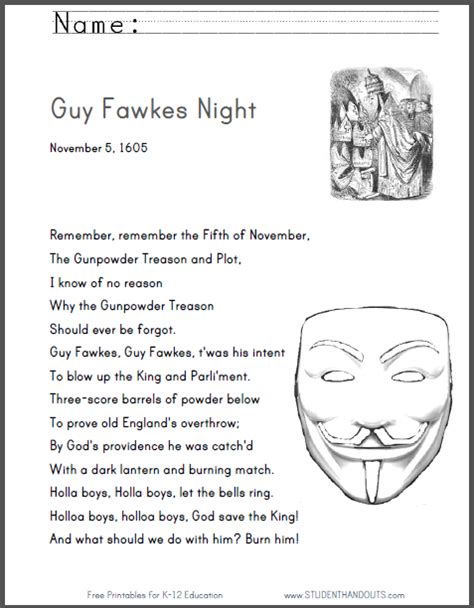 Guy Fawkes Night Poem Remember Remember - Higgibt