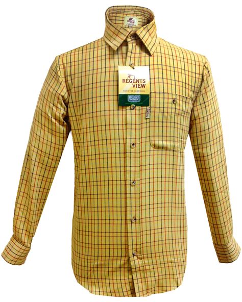 Regents View Men Tattersall Long Sleeve Shirt - Yellow SH39 ...