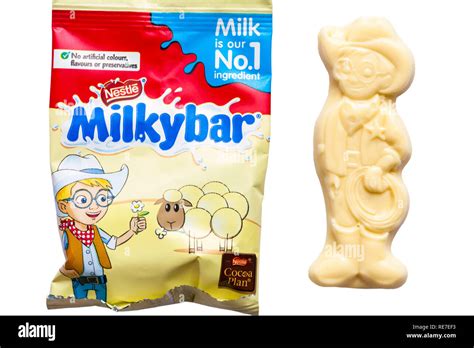 milkybar small bar unwrapped showing Milkybar Kid and bag of milky bar ...