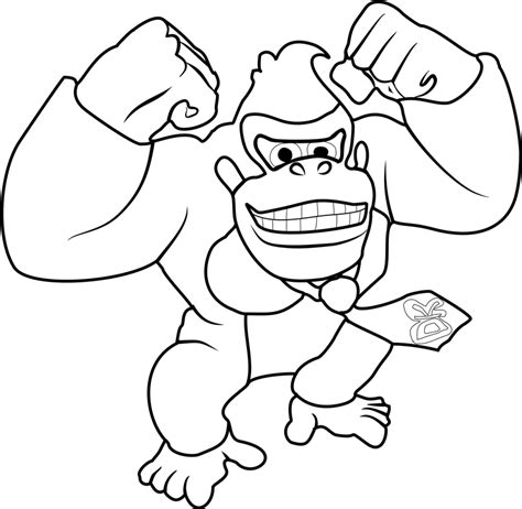 Happy Donkey Kong Coloring Page - Free Printable Coloring Pages for Kids