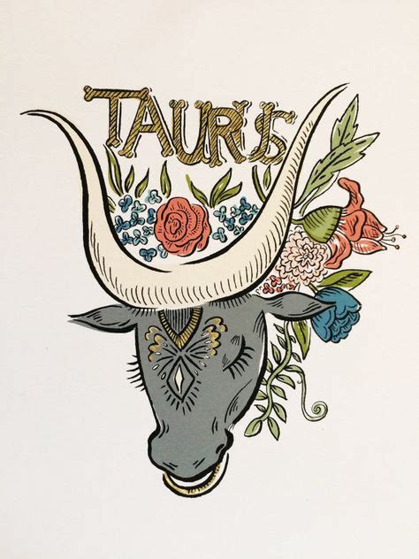 Signs of the Zodiac Taurus Illustration 8 x by OliveandCoStudio | Art | Taurus art, Taurus ...