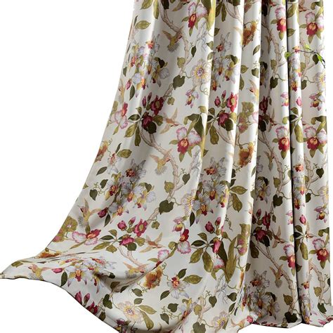 KoTing Blackout Flower Curtains for Bedroom - 2 Panels Red Floral Yellow Birds Drapes Grommet ...