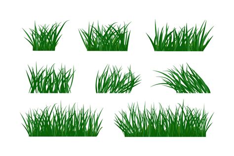 Green cartoon grass in bunches, clusters. Elements for various summer ...