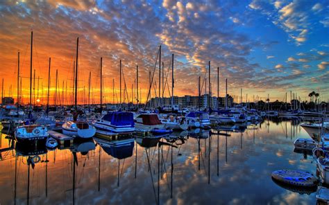 reflection, Clouds, Sea, Boat, Sunset Wallpapers HD / Desktop and Mobile Backgrounds