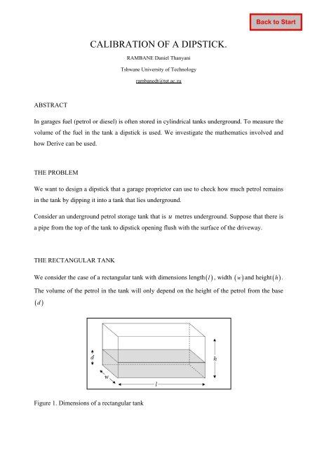 CALIBRATION OF A DIPSTICK.