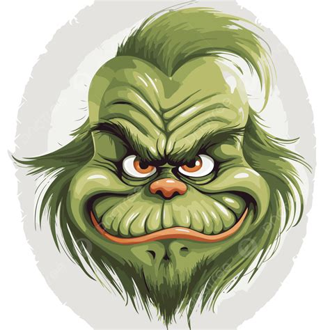 The Grinch Face Vector, Sticker Clipart Green Grinch Face Cartoon With ...