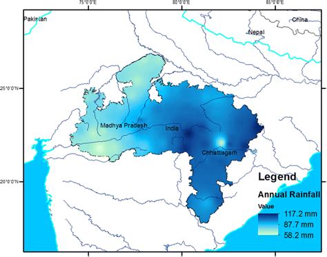 India Annual Rainfall Distribution Map