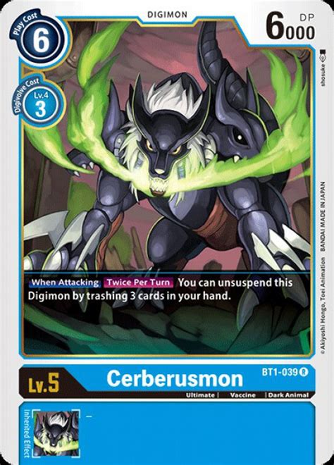 Digimon Trading Card Game 2020 V.1 Single Card Rare Cerberusmon BT1-039 - ToyWiz