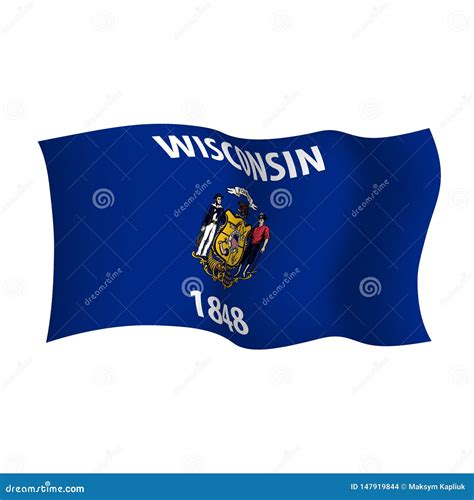 Wisconsin Vector Flag. Vector Illustration of Waving Flag of Wisconsin State Stock Vector ...