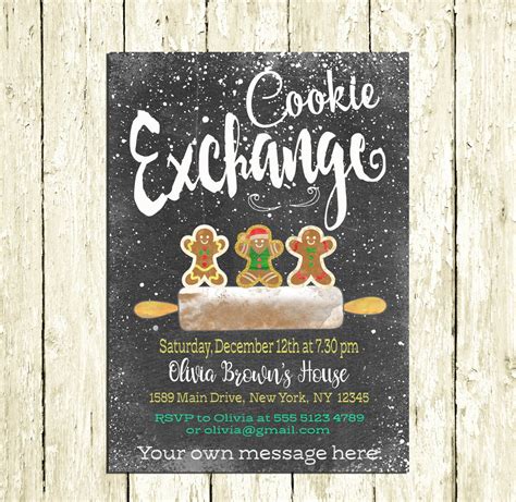 Cookie Exchange Invitations Printable Digital Chalkboard | Etsy