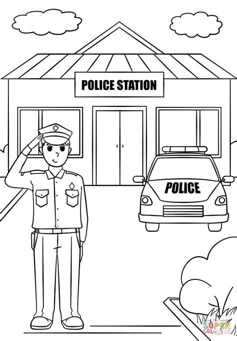 Police Station | Super Coloring | Police station, Police, Kindergarten ...