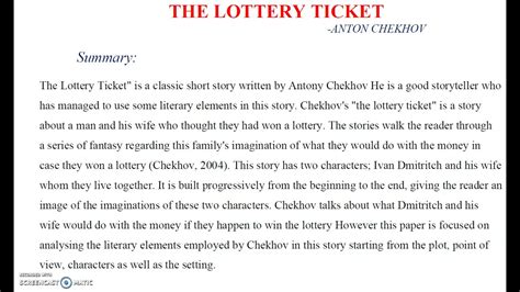 The Lottery Ticket Summary - YouTube