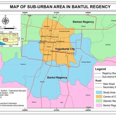 Map of sub-urban areas in Bantul Regency | Download Scientific Diagram