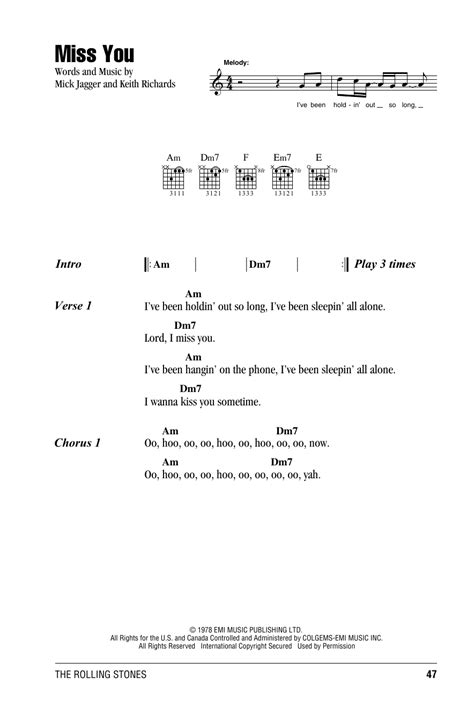 Miss You by The Rolling Stones - Guitar Chords/Lyrics - Guitar Instructor