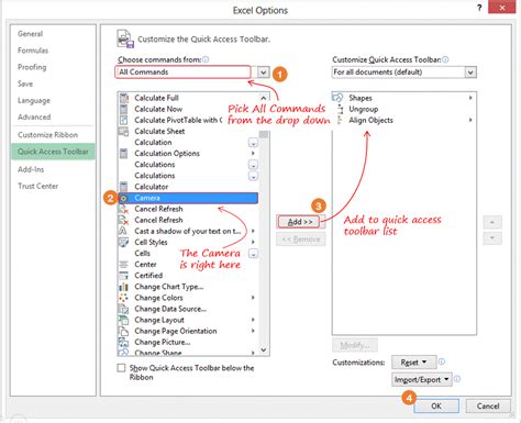 How to add camera tool to Standard Toolbar in Excel 2010? « Excelprovegue