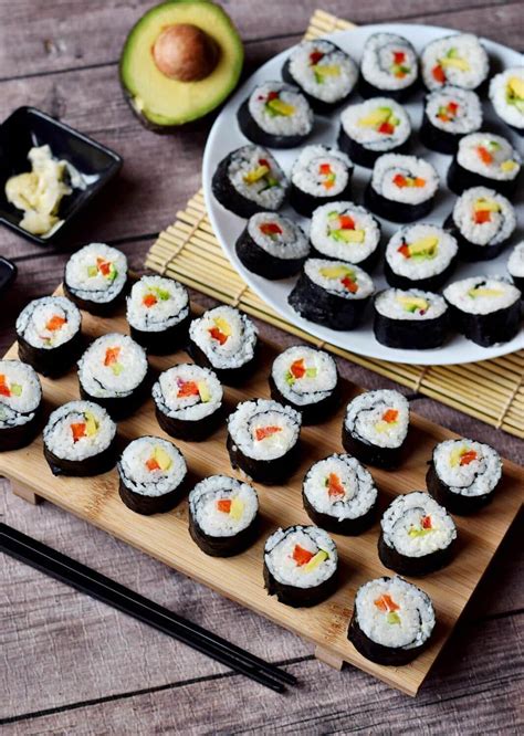 Vegan Sushi Recipe (Veggie Rolls) - Elavegan