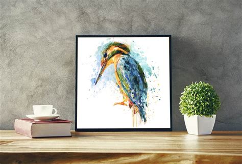 Kingfisher Bird, Printable Watercolor Painting, Fauna, Wildlife ...