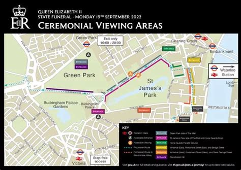 Queen's funeral procession route map and best places for public to ...