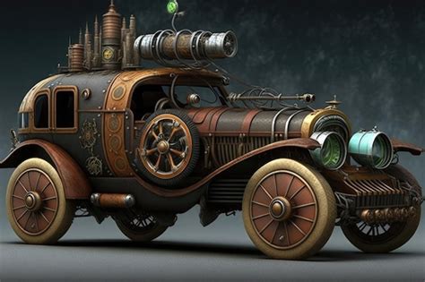 Steampunk Car Art Futuristic Design Generative AI | Premium AI ...