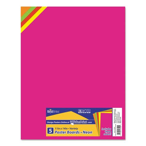 Premium Coated Poster Board, 11 X 14, Assorted Neon Colors, 5/pack ...