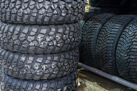 new offroad mud and terrain tire set Stock Photo | Adobe Stock