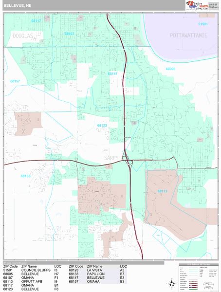 Bellevue Nebraska Wall Map (Premium Style) by MarketMAPS