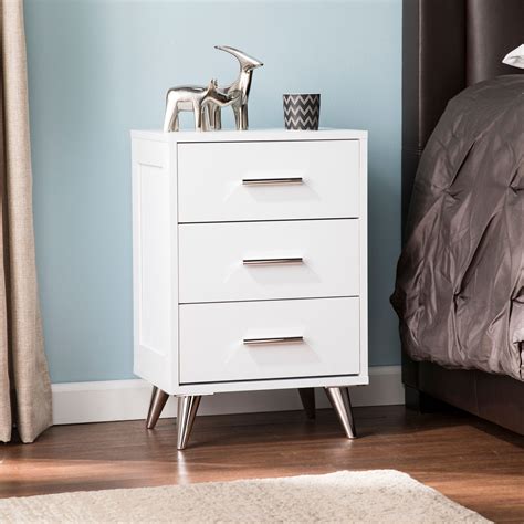 Southern Enterprises Orcil Midcentury Modern Storage Nightstand, White - Walmart.com - Walmart.com