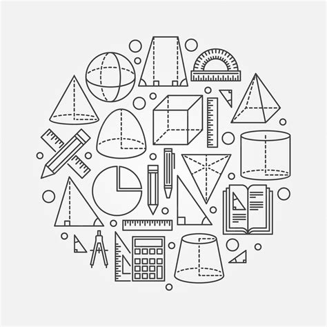 Premium Vector | Trigonometry and geometry vector illustration in thin ...