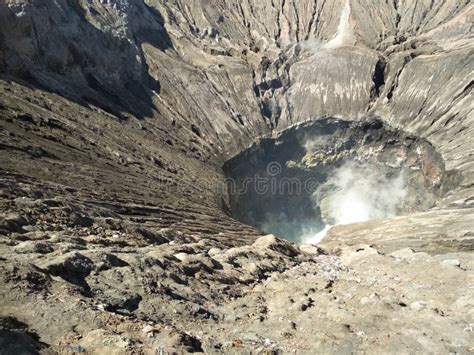 Crater of Bromo Volcano in Bromo Stock Photo - Image of cloud, nature ...