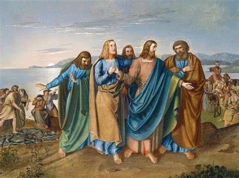 Jesus and his disciples at the Sea of Galilee Painting by Carl ...