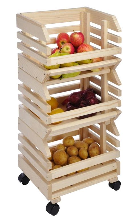 Wooden Kitchen Vegetable Storage Rack