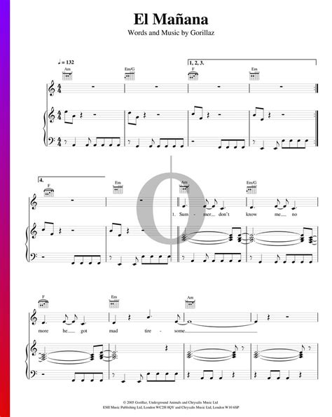 El Manana (Gorillaz) Piano Sheet Music - OKTAV