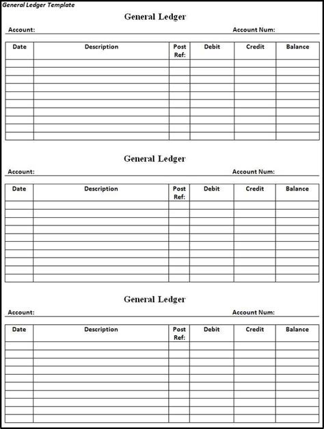 general ledger template | General ledger, Business plan template free ...