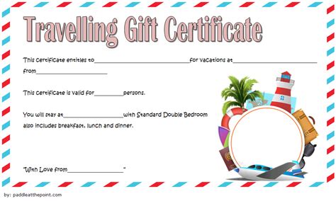 Travel Gift Certificate Template FREE Printable 2 | Gift certificate ...