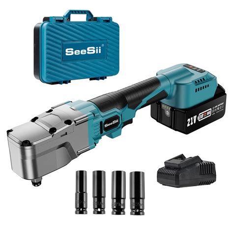 Seesii Electric 1/2'' Compact Cordless Right Angle Impact Wrench Kit, w/4.0Ah Rechargeable ...