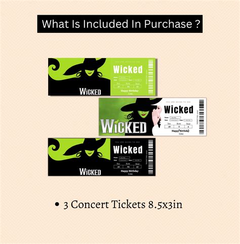 Editable Wicked Musical Surprise Reveal Tickets, Wicked Musical Gift ...