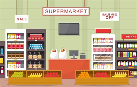 Vector Supermarket Flat Illustration Fondos De Casas Fondos Para | The Best Porn Website