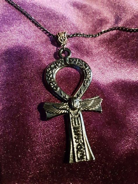 Handcrafted Black ankh necklace with adjustable necklace 45 cm to 50 cm ...