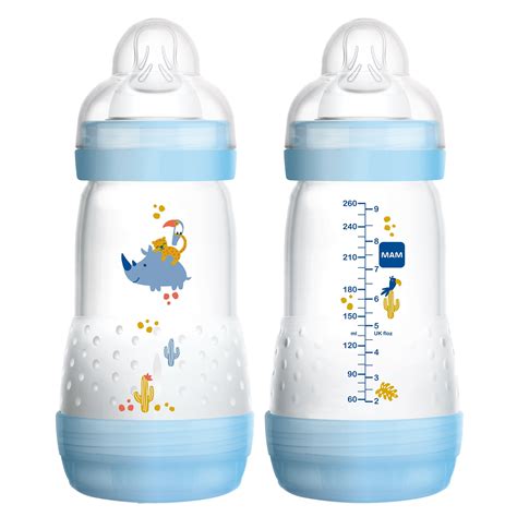 MAM Baby Bottles for Breastfed Babies, MAM Baby Bottles Anti-Colic, Boy, 9 Ounces, 2-Count ...