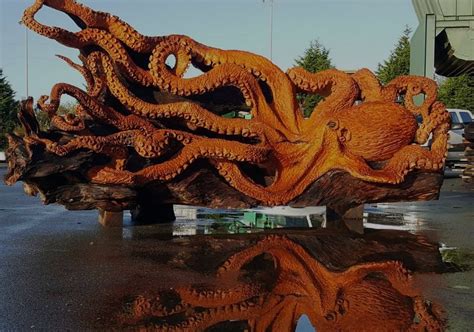 Gig Harbor Chainsaw Artist Turns Fallen Redwood into Giant Sea Octopus ...