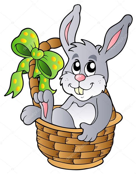 Easter bunny in basket — Stock Vector © clairev #5204607