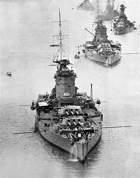 HMS Rodney, HMS Nelson, and a Revenge Class Battleship (with other ships behind) [707 × 900] : r ...