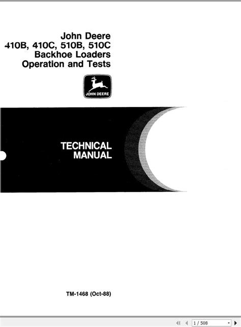 John Deere Backhoe Loader 410B 410C 510B 510C Technical Manual TM1468