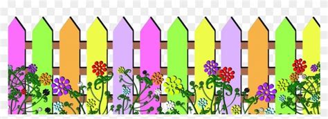 Free Flowers Clip Art - Colorful Fence Design