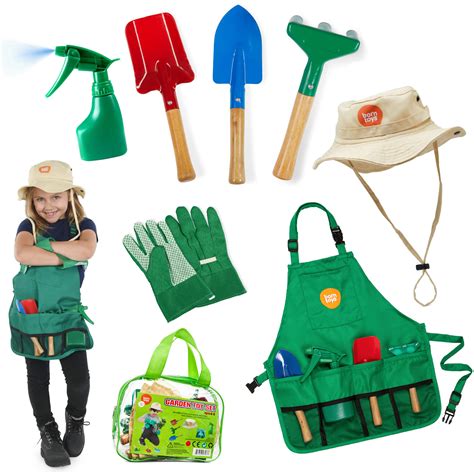 Buy Born Toys Kids Gardening Tool Set for Ages 3-7 Kids, Garden Apron, Kids Sun Hat, Kids Shovel ...