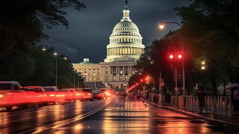 Premium AI Image | Night view of United States Capitol