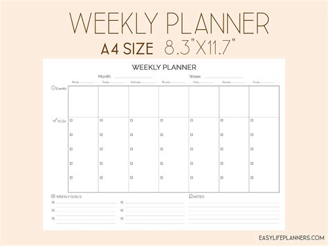 Weekly Planner Pages Printable Planner, Weekly To Do List, A4 Planner ...